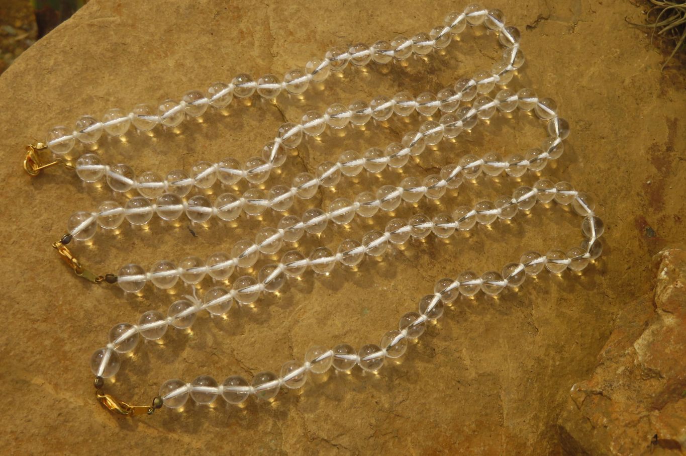 Polished Clear Quartz Rock Crystal Ball Shaped Bead Necklace - Sold Per Item - From Brazil - Toprock Gemstones and Minerals 