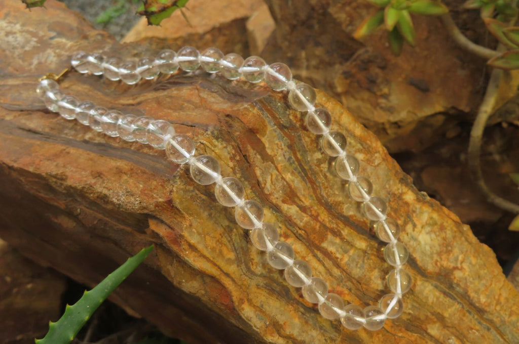 Polished Clear Quartz Rock Crystal Ball Shaped Bead Necklace - Sold Per Item - From Brazil - Toprock Gemstones and Minerals 