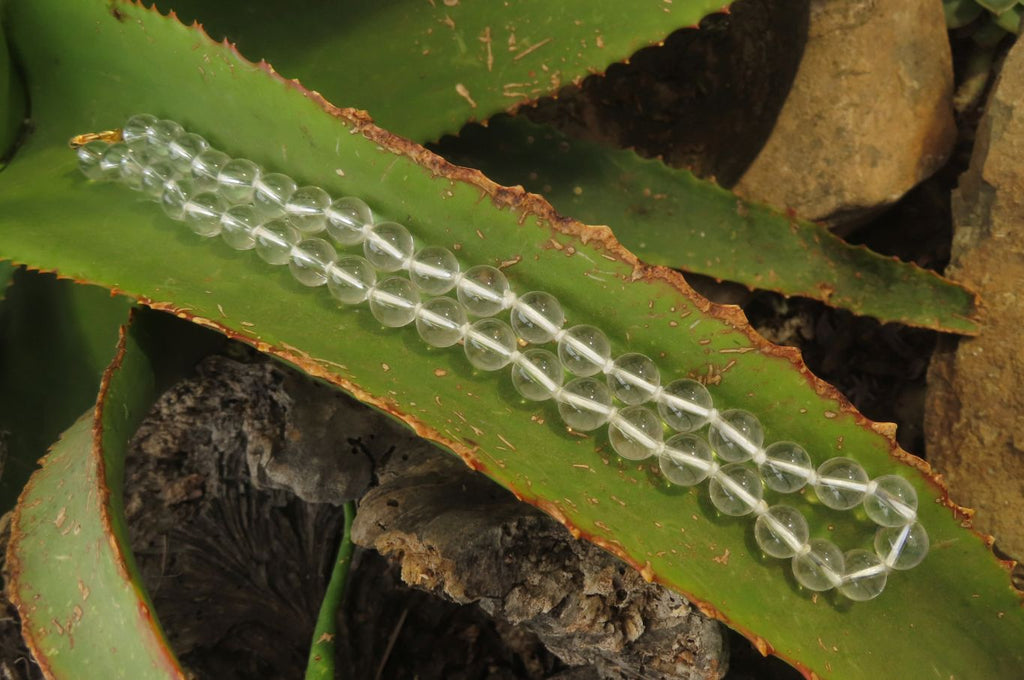 Polished Clear Quartz Rock Crystal Ball Shaped Bead Necklace - Sold Per Item - From Brazil - Toprock Gemstones and Minerals 