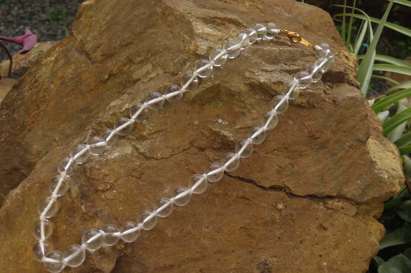 Polished Clear Quartz Rock Crystal Ball Shaped Bead Necklace - Sold Per Item - From Brazil - Toprock Gemstones and Minerals 