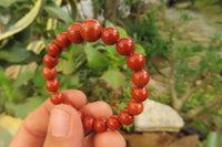 Polished Red Jasper Beaded Clip On Bracelet - Sold Per Item - From South Africa