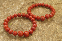 Polished Red Jasper Beaded Clip On Bracelet - Sold Per Item - From South Africa