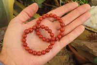 Polished Red Jasper Beaded Clip On Bracelet - Sold Per Item - From South Africa