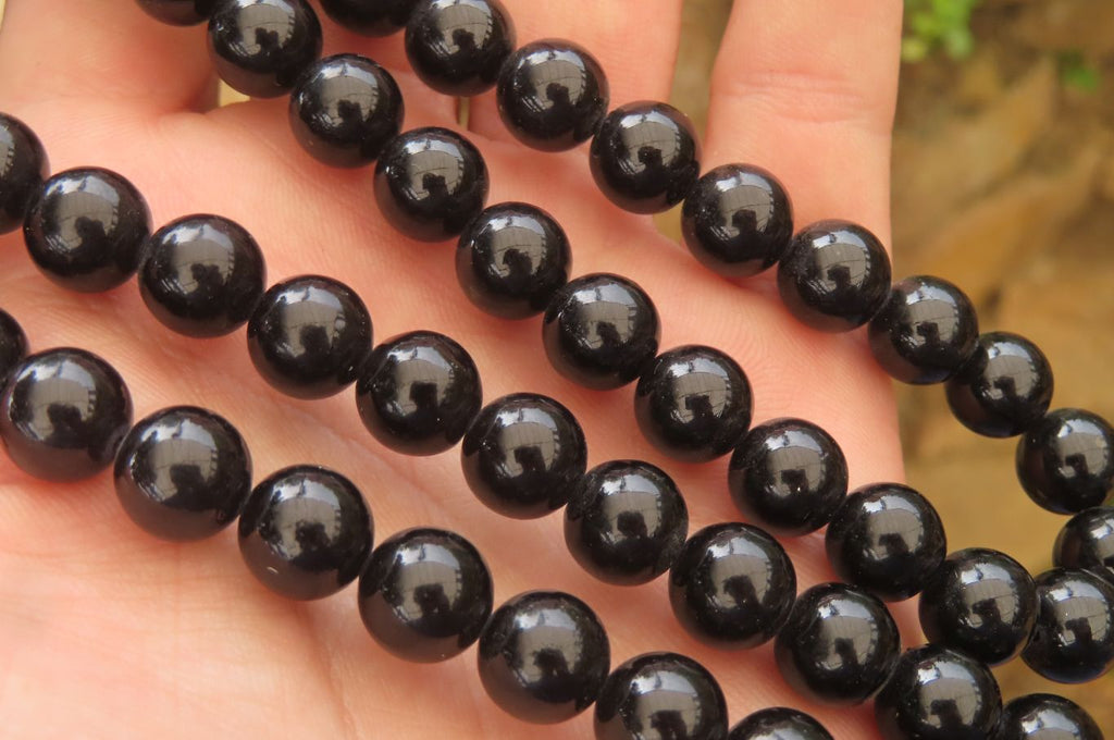 Polished Black Onyx Ball Shaped Beaded Necklace - Sold per Item - From Swaziland - Toprock Gemstones and Minerals 