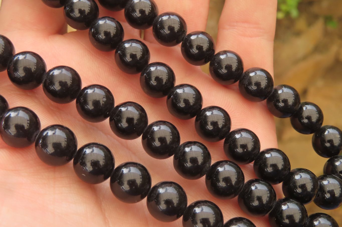 Polished Black Onyx Ball Shaped Beaded Necklace - Sold per Item - From Swaziland - Toprock Gemstones and Minerals 