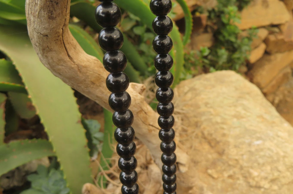 Polished Black Onyx Ball Shaped Beaded Necklace - Sold per Item - From Swaziland - Toprock Gemstones and Minerals 