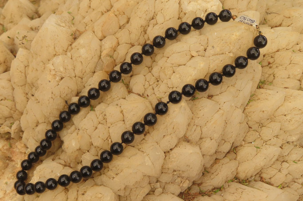 Polished Black Onyx Ball Shaped Beaded Necklace - Sold per Item - From Swaziland - Toprock Gemstones and Minerals 