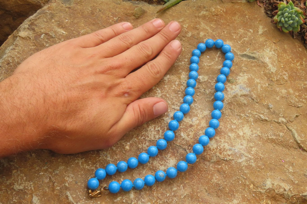 Polished Blue Turquenite Howlite Ball Shaped Bead Necklace - Sold Per Item - From Zimbabwe - Toprock Gemstones and Minerals 