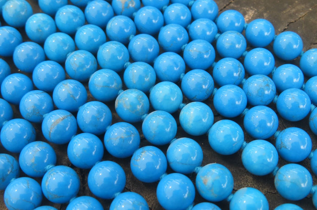 Polished Blue Turquenite Howlite Ball Shaped Bead Necklace - Sold Per Item - From Zimbabwe - Toprock Gemstones and Minerals 