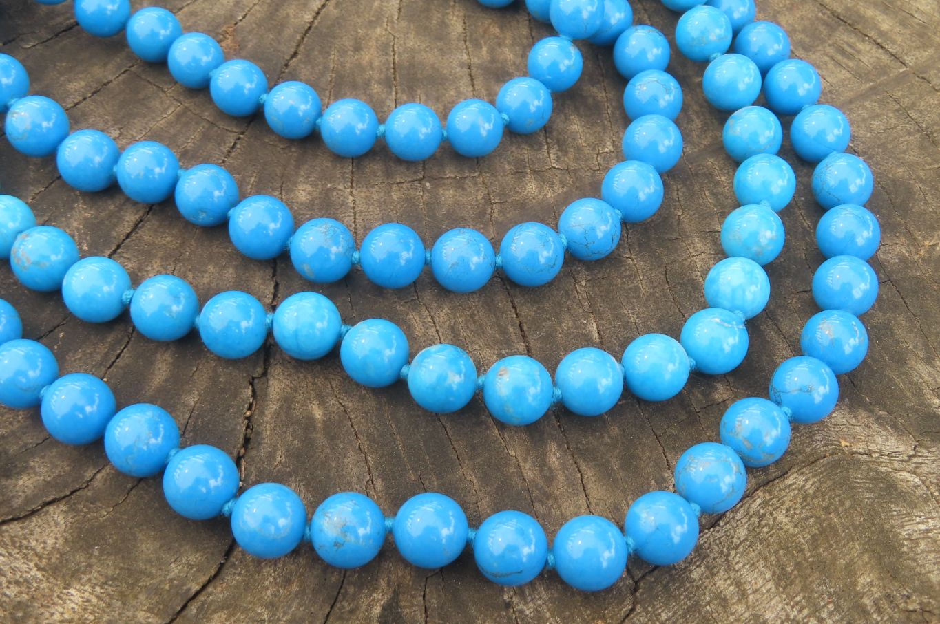Polished Blue Turquenite Howlite Ball Shaped Bead Necklace - Sold Per Item - From Zimbabwe - Toprock Gemstones and Minerals 