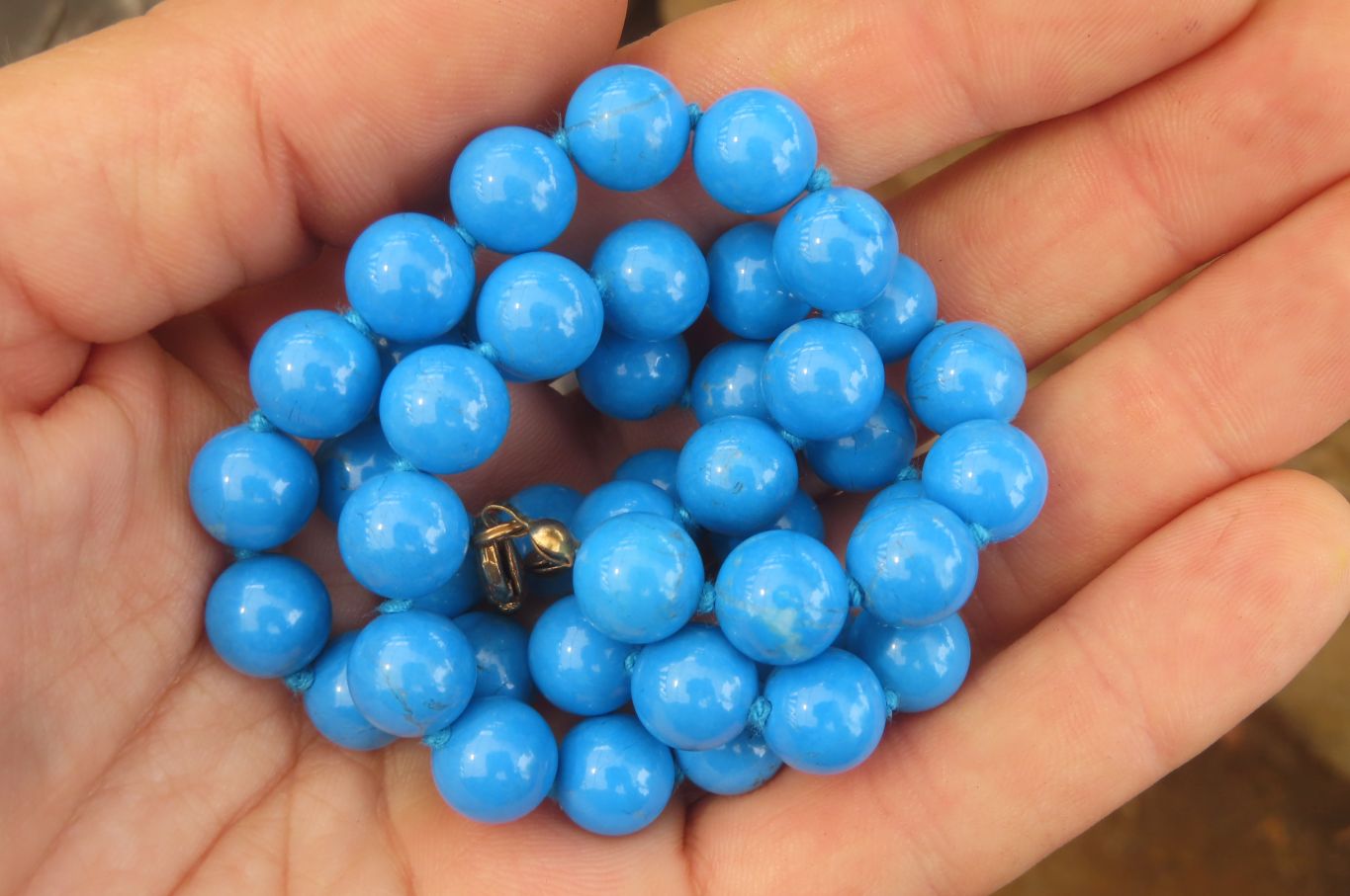 Polished Blue Turquenite Howlite Ball Shaped Bead Necklace - Sold Per Item - From Zimbabwe - Toprock Gemstones and Minerals 