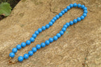 Polished Blue Turquenite Howlite Ball Shaped Bead Necklace - Sold Per Item - From Zimbabwe - Toprock Gemstones and Minerals 