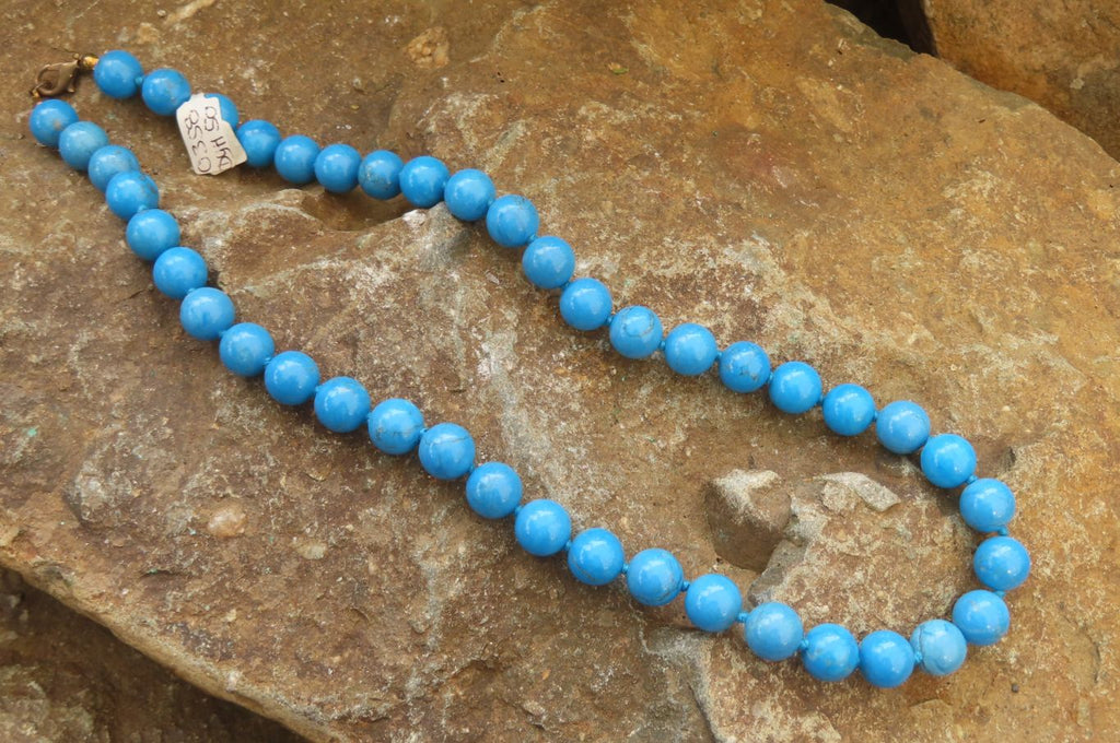 Polished Blue Turquenite Howlite Ball Shaped Bead Necklace - Sold Per Item - From Zimbabwe - Toprock Gemstones and Minerals 