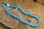 Polished Blue Turquenite Howlite Ball Shaped Bead Necklace - Sold Per Item - From Zimbabwe - Toprock Gemstones and Minerals 