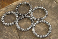 Polished Snowflake Obsidian Beaded Clip On Bracelet  - sold per Pair - From Mexico - Toprock Gemstones and Minerals 