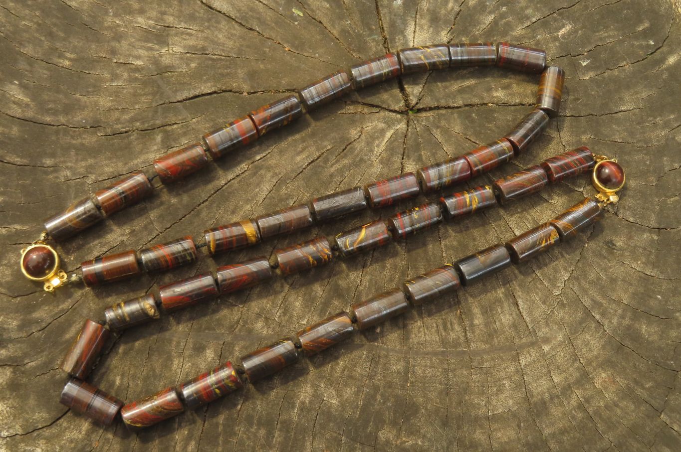 Polished Banded Tiger Iron Jasper Cylinder Shaped Bead Necklace  - Sold Per Item - From Australia - Toprock Gemstones and Minerals 
