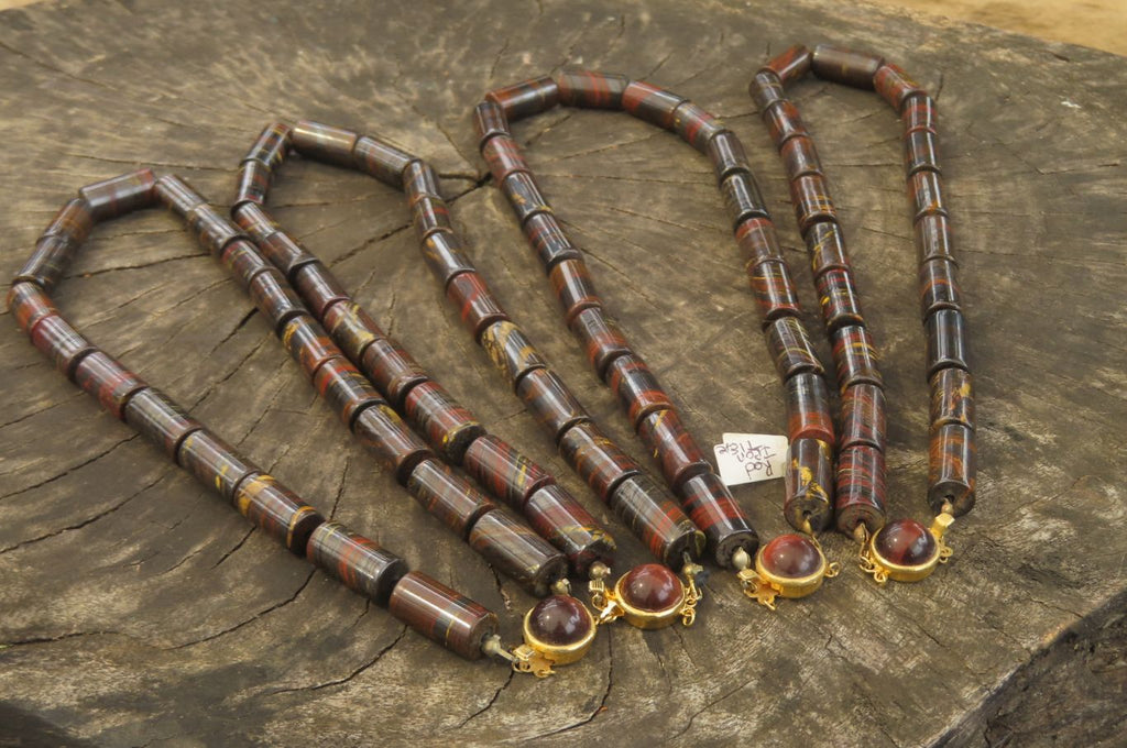 Polished Banded Tiger Iron Jasper Cylinder Shaped Bead Necklace  - Sold Per Item - From Australia - Toprock Gemstones and Minerals 