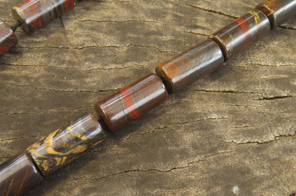 Polished Banded Tiger Iron Jasper Cylinder Shaped Bead Necklace  - Sold Per Item - From Australia - Toprock Gemstones and Minerals 