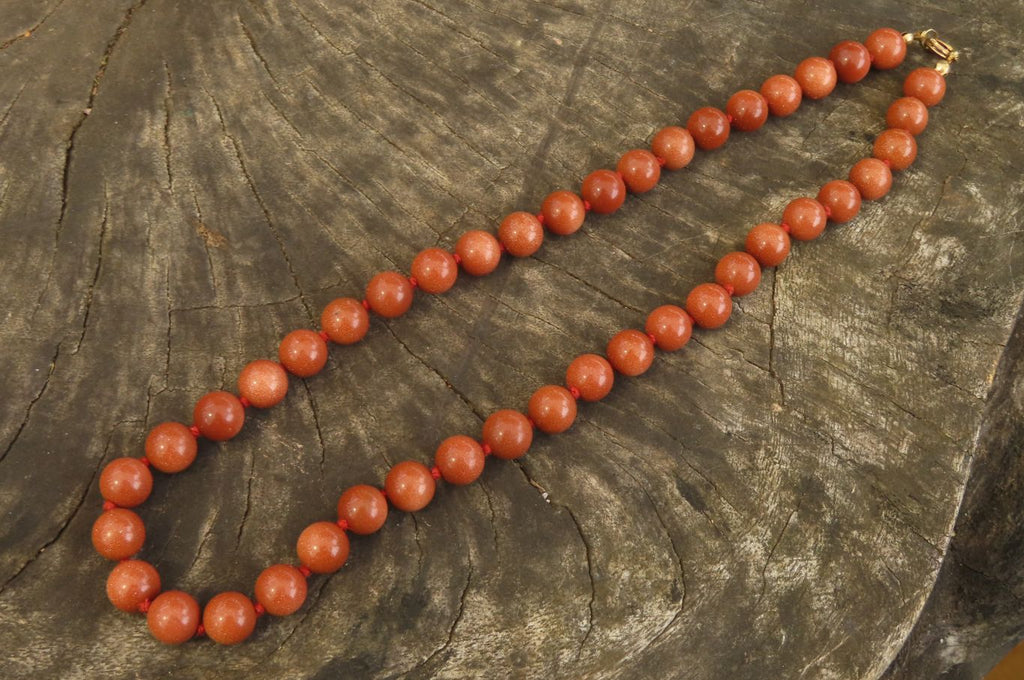Polished Copper Sunstone Ball Shaped Beaded Necklace  - sold per Item - From India - Toprock Gemstones and Minerals 