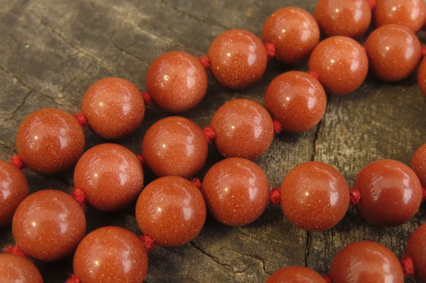 Polished Copper Sunstone Ball Shaped Beaded Necklace  - sold per Item - From India - Toprock Gemstones and Minerals 