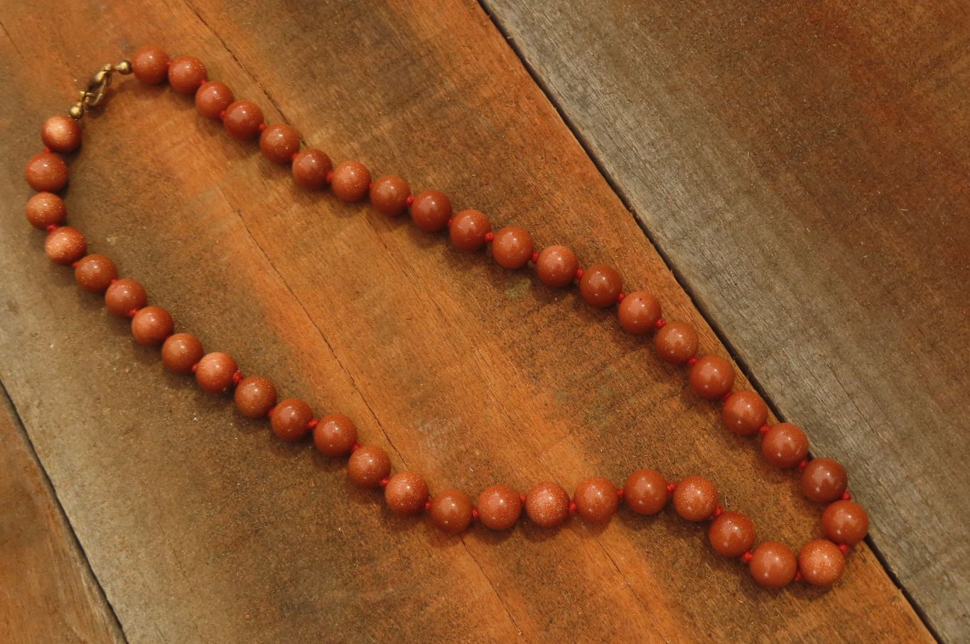 Polished Copper Sunstone Ball Shaped Beaded Necklace  - sold per Item - From India - Toprock Gemstones and Minerals 