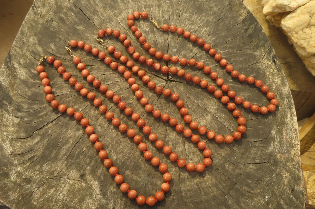 Polished Copper Sunstone Ball Shaped Beaded Necklace  - sold per Item - From India - Toprock Gemstones and Minerals 
