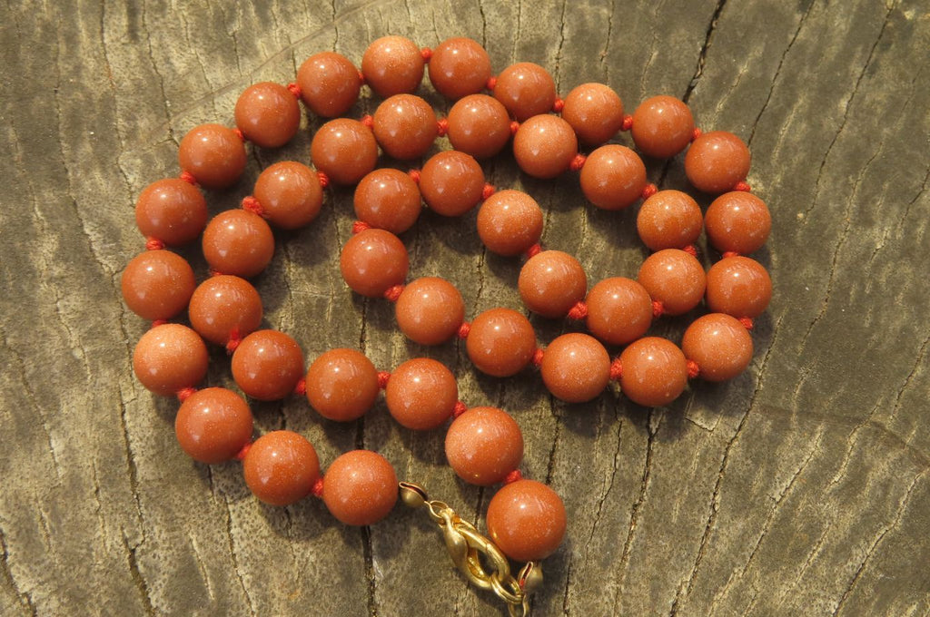 Polished Copper Sunstone Ball Shaped Beaded Necklace  - sold per Item - From India - Toprock Gemstones and Minerals 