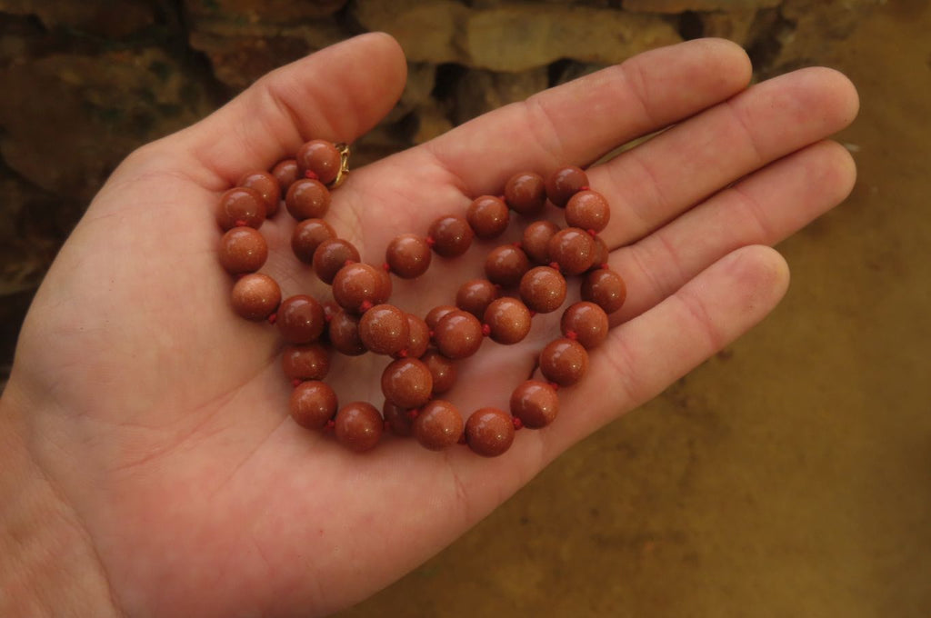 Polished Copper Sunstone Ball Shaped Beaded Necklace  - sold per Item - From India - Toprock Gemstones and Minerals 