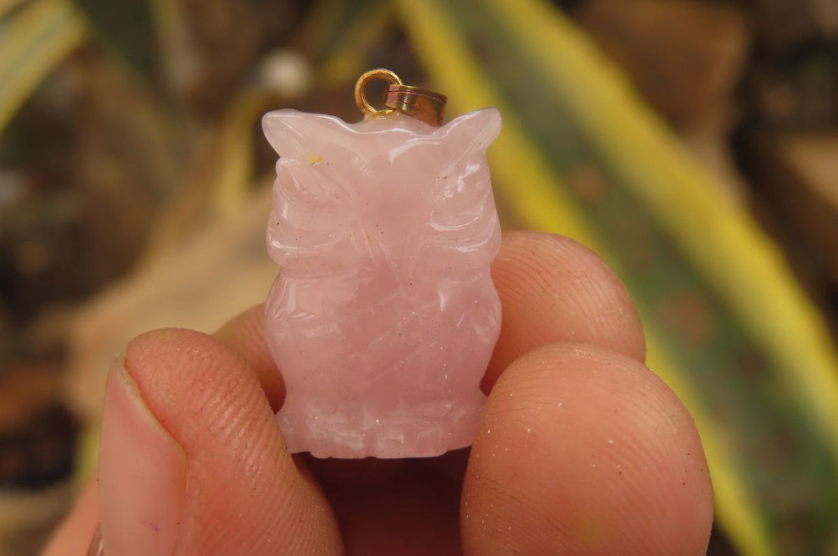 Hand Made Mixed Box Set of 12 Gemstone Owl Pendants with Gold Clasp - Sold Per Box - From Southern Africa - Toprock Gemstones and Minerals 