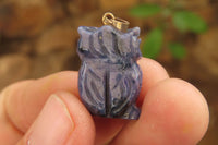 Hand Made Mixed Box Set of 12 Gemstone Owl Pendants with Gold Clasp - Sold Per Box - From Southern Africa