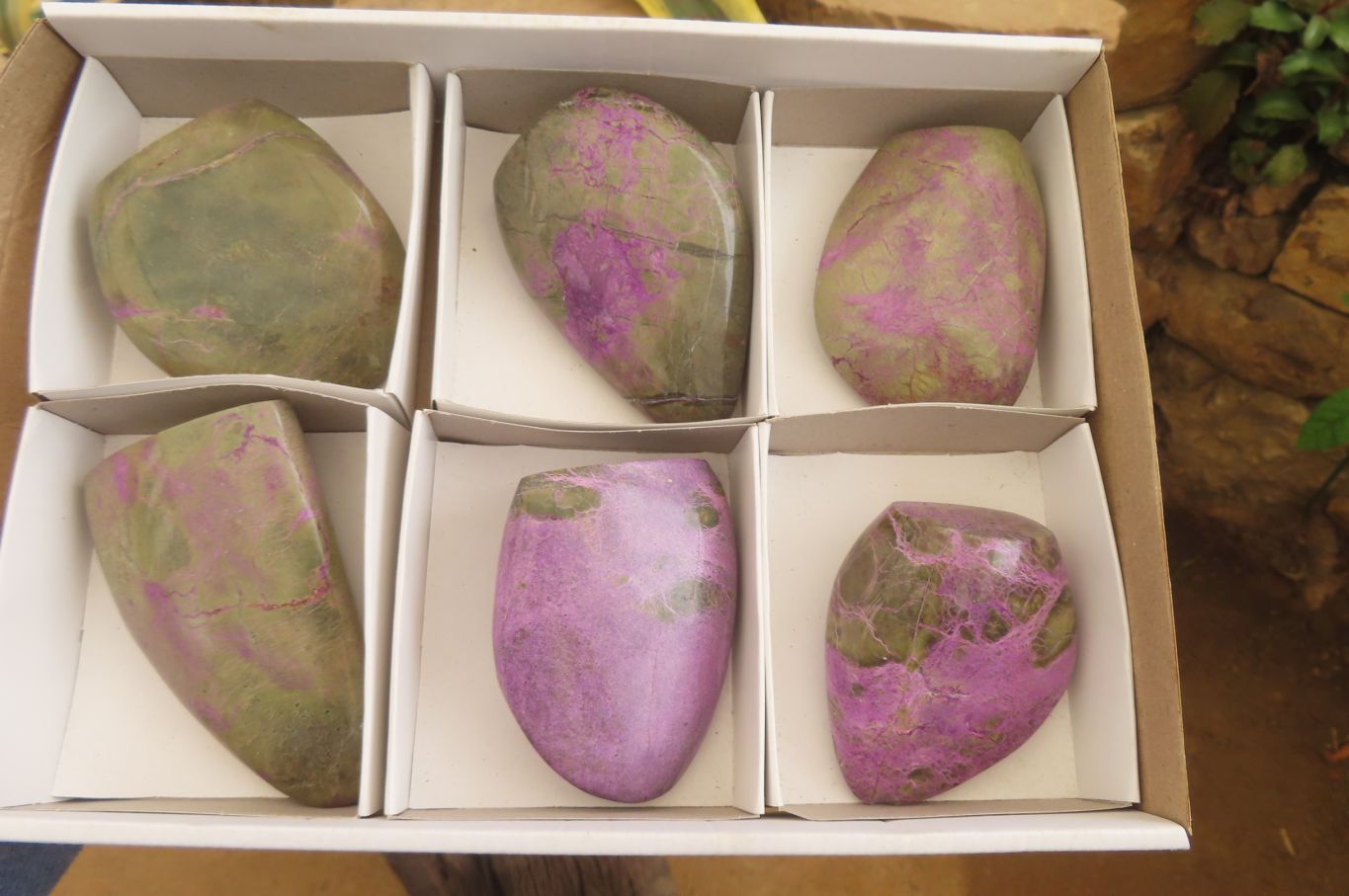 Polished Stichtite Standing Free Forms x 6 From Barberton, South Africa - Toprock Gemstones and Minerals 
