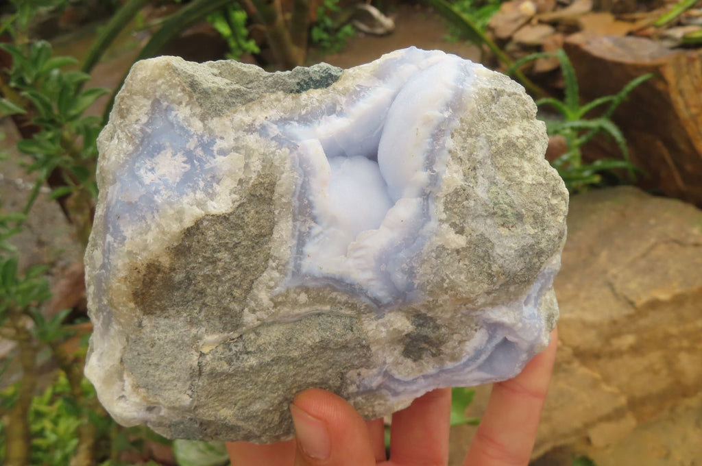 Natural Blue Lace Agate Geode Specimens x 3 From Nsanje, Malawi - Toprock Gemstones and Minerals 