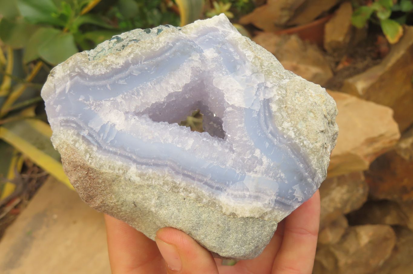 Natural Blue Lace Agate Geode Specimens x 3 From Nsanje, Malawi - Toprock Gemstones and Minerals 