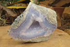 Natural Blue Lace Agate Geode Specimens x 3 From Nsanje, Malawi - Toprock Gemstones and Minerals 