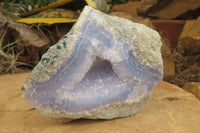 Natural Blue Lace Agate Geode Specimens x 3 From Nsanje, Malawi - Toprock Gemstones and Minerals 