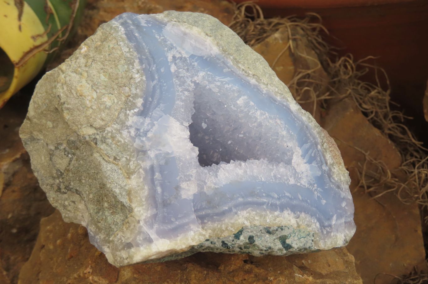 Natural Blue Lace Agate Geode Specimens x 3 From Nsanje, Malawi - Toprock Gemstones and Minerals 