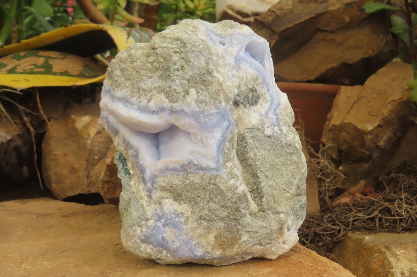 Natural Blue Lace Agate Geode Specimens x 3 From Nsanje, Malawi - Toprock Gemstones and Minerals 