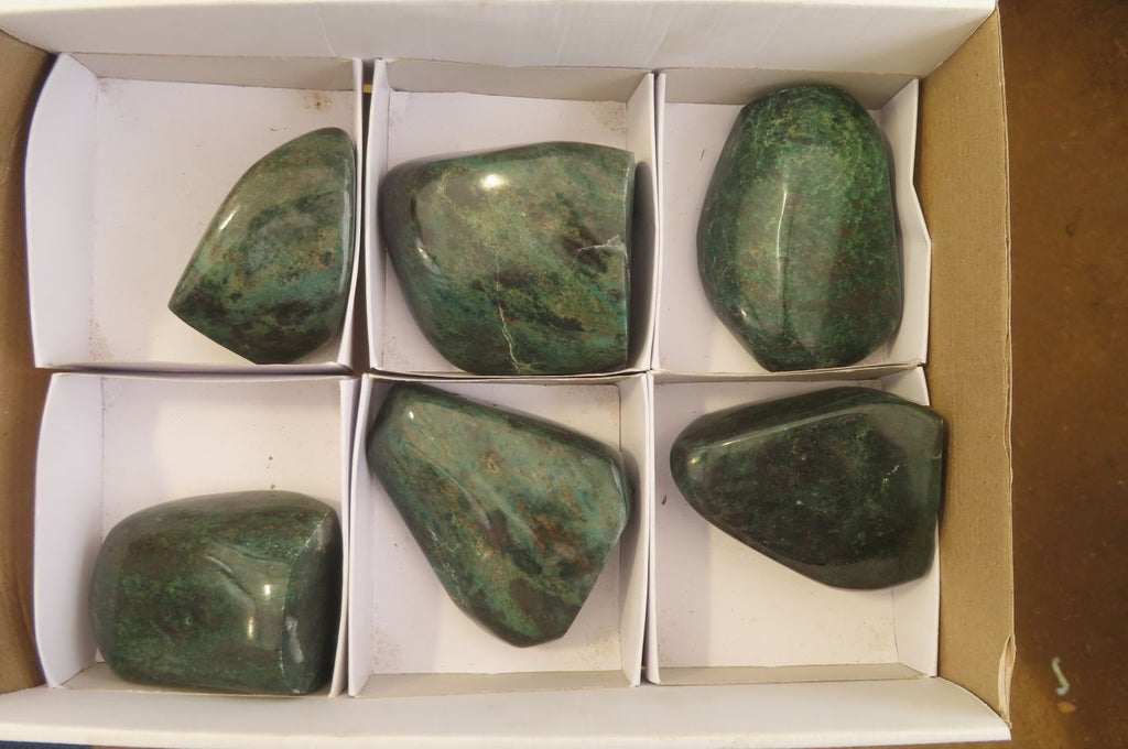 Polished Ruby Corundum In Chrome Verdite Standing Free Forms x 6 From Zimbabwe - Toprock Gemstones and Minerals 