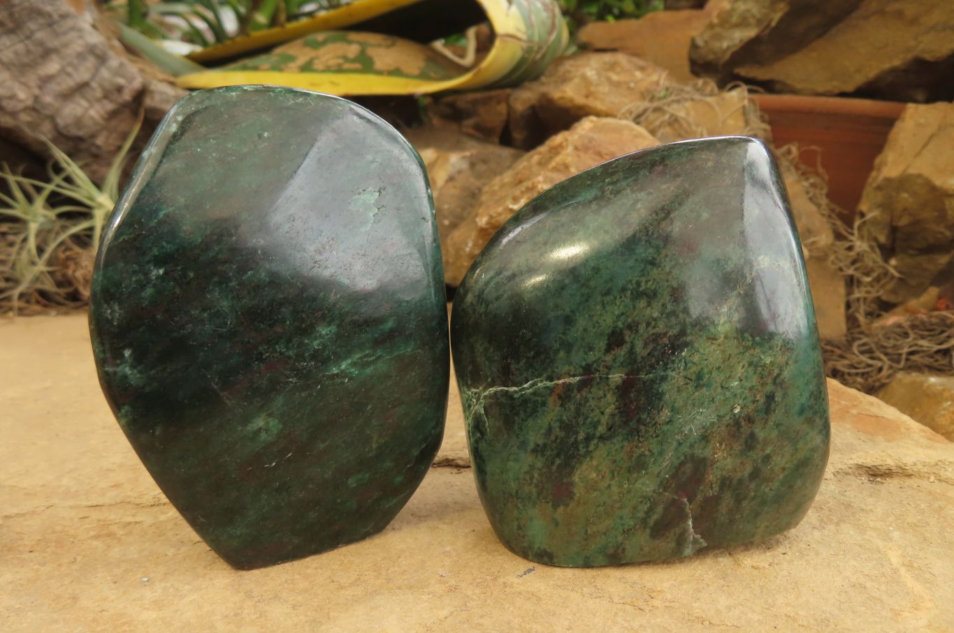 Polished Ruby Corundum In Chrome Verdite Standing Free Forms x 6 From Zimbabwe - Toprock Gemstones and Minerals 