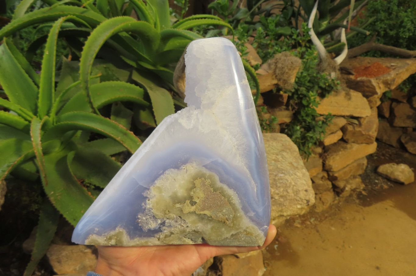 Polished Blue Lace Agate Standing Free Form x 1 From Nsanje, Malawi - Toprock Gemstones and Minerals 