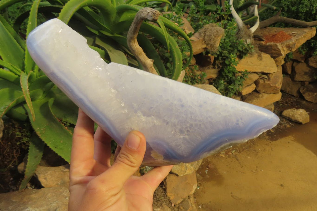 Polished Blue Lace Agate Standing Free Form x 1 From Nsanje, Malawi - Toprock Gemstones and Minerals 