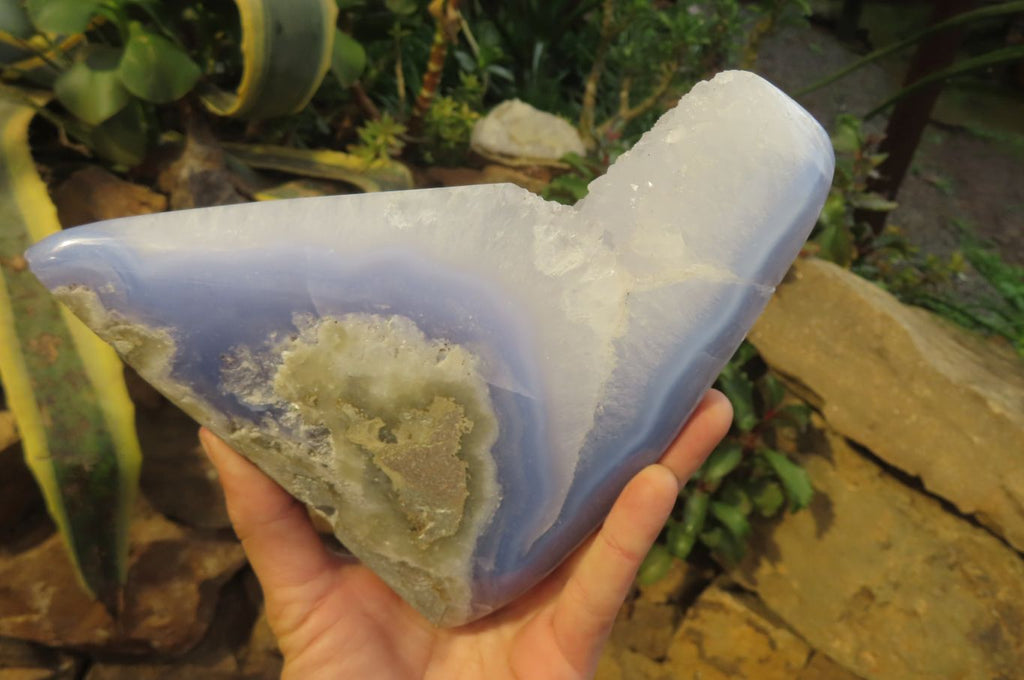 Polished Blue Lace Agate Standing Free Form x 1 From Nsanje, Malawi - Toprock Gemstones and Minerals 
