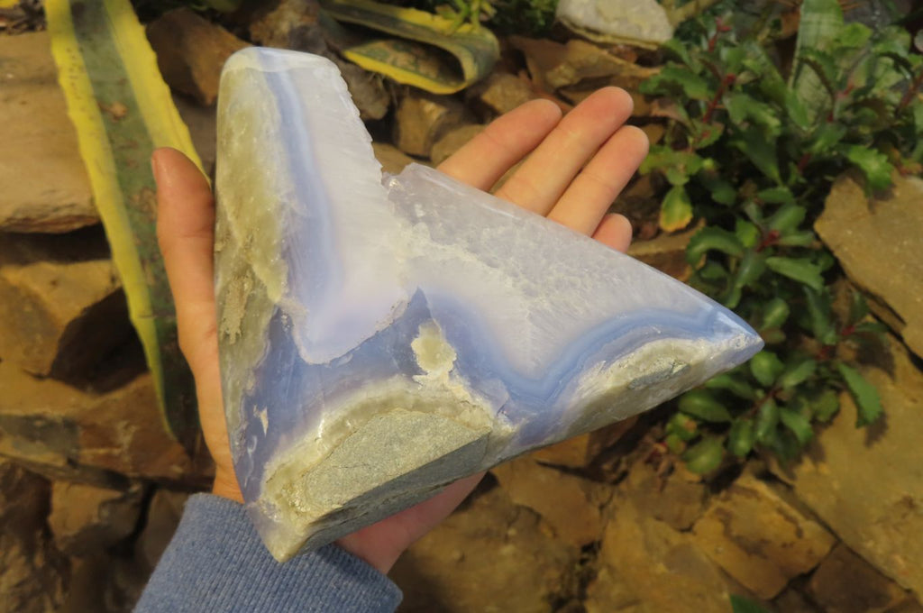 Polished Blue Lace Agate Standing Free Form x 1 From Nsanje, Malawi - Toprock Gemstones and Minerals 