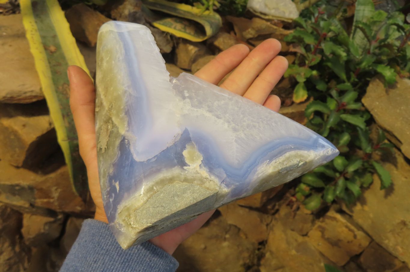 Polished Blue Lace Agate Standing Free Form x 1 From Nsanje, Malawi - Toprock Gemstones and Minerals 