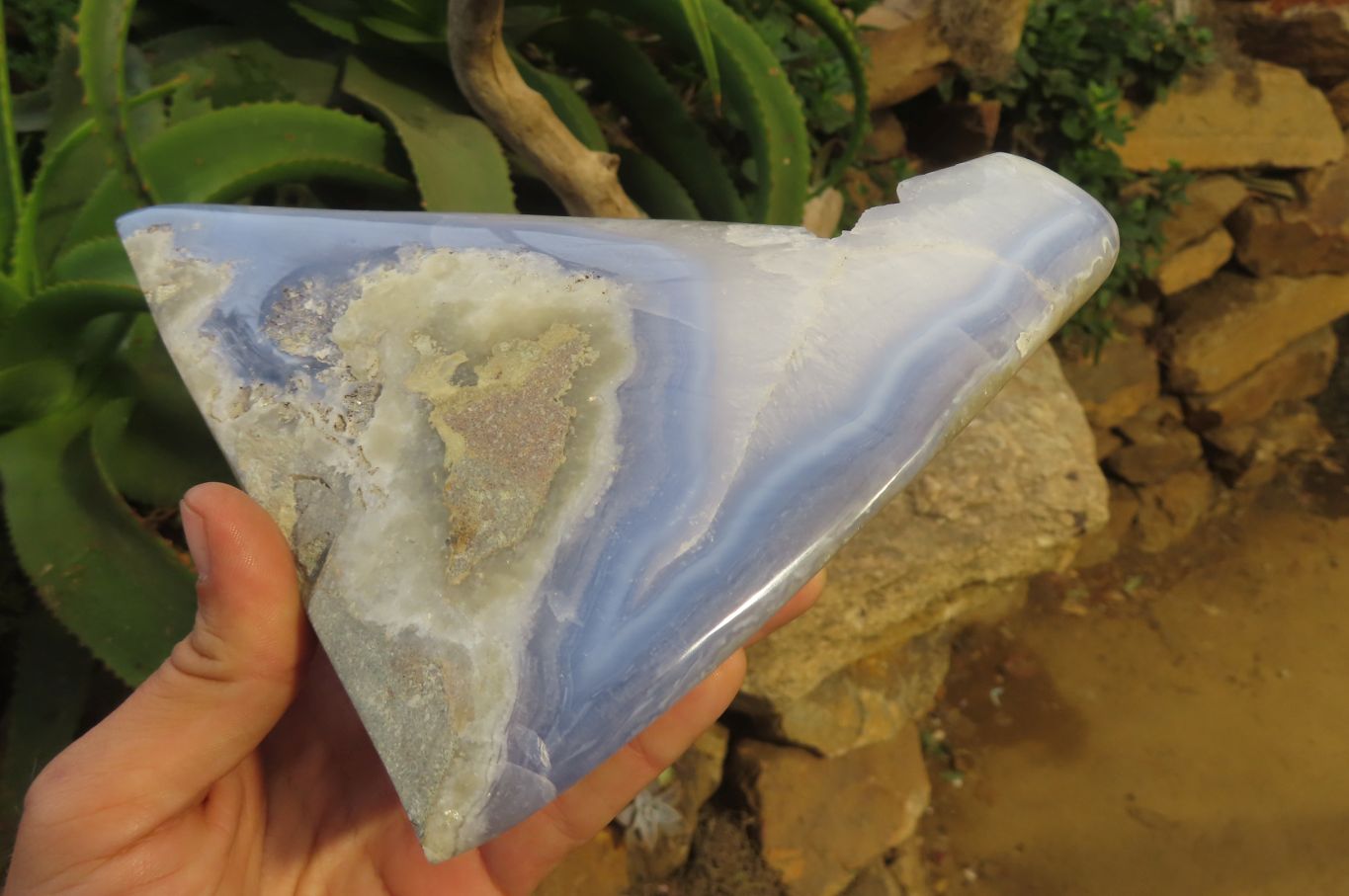 Polished Blue Lace Agate Standing Free Form x 1 From Nsanje, Malawi - Toprock Gemstones and Minerals 