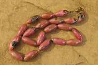 Polished Pink Rhodonite Barrel Shaped Beaded Necklace - Sold Per Item - From Madagascar - Toprock Gemstones and Minerals 