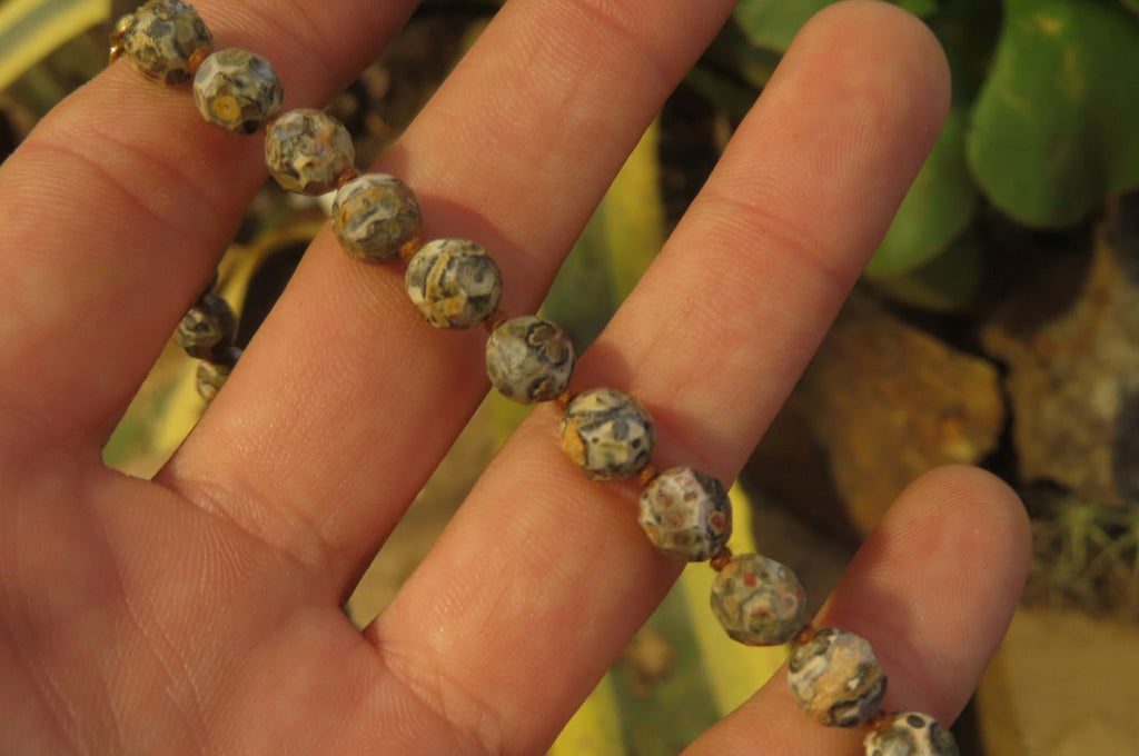 Polished Snakeskin Rhyolite Jasper Faceted Bead Necklace - Sold per Item - From Australia - Toprock Gemstones and Minerals 