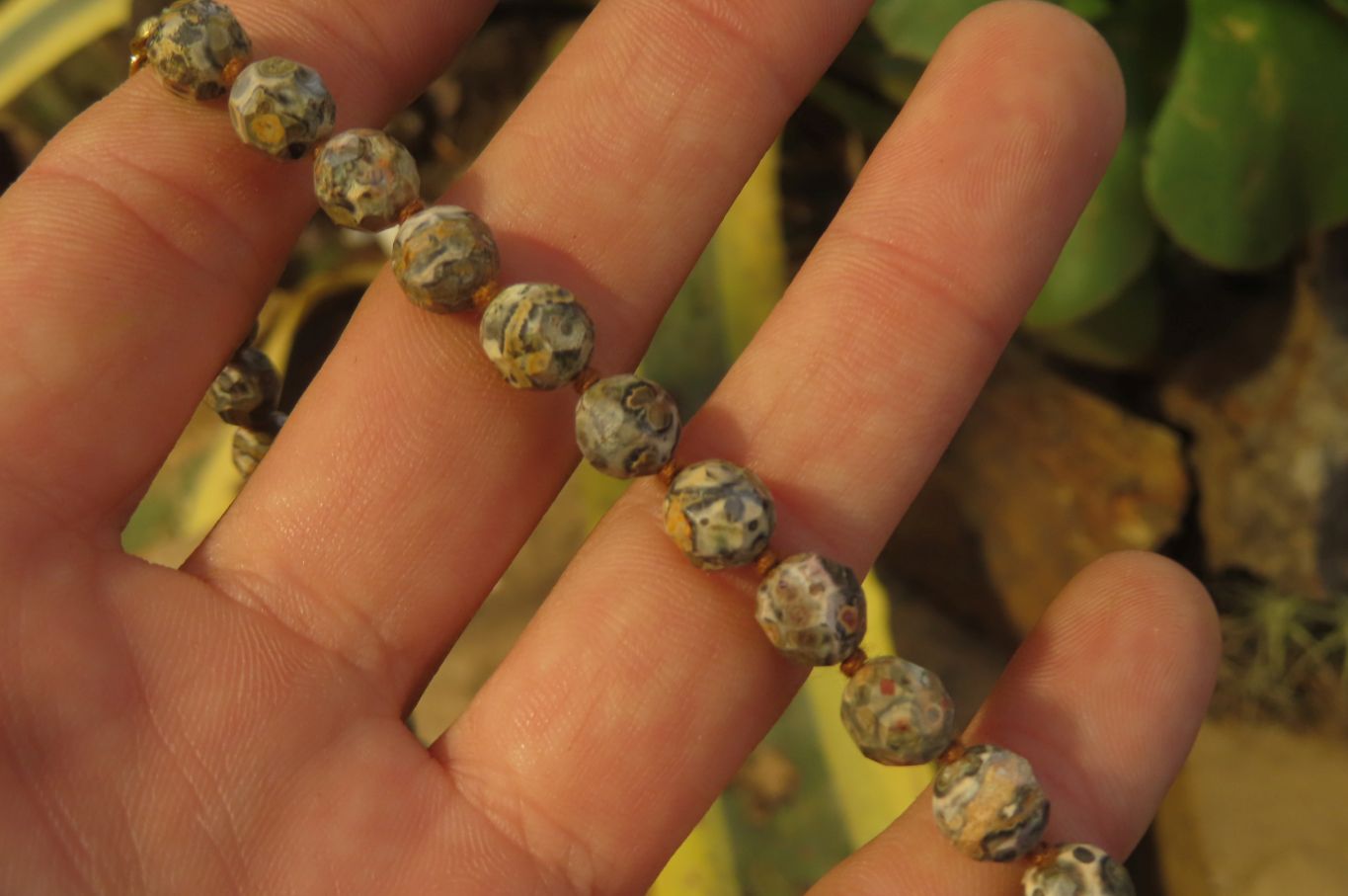 Polished Snakeskin Rhyolite Jasper Faceted Bead Necklace - Sold per Item - From Australia - Toprock Gemstones and Minerals 