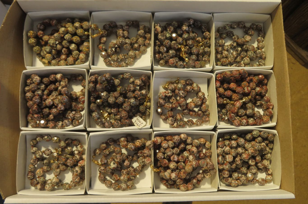 Polished Snakeskin Rhyolite Jasper Faceted Bead Necklace - Sold per Item - From Australia - Toprock Gemstones and Minerals 