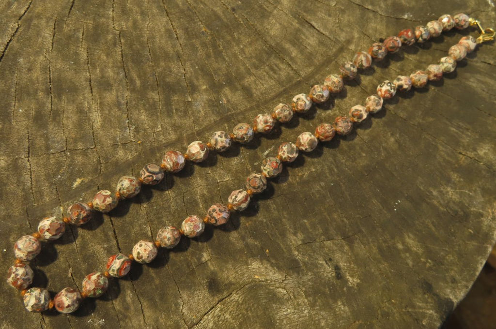 Polished Snakeskin Rhyolite Jasper Faceted Bead Necklace - Sold per Item - From Australia - Toprock Gemstones and Minerals 